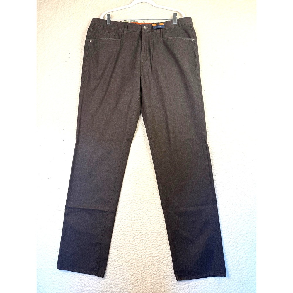 Tommy Bahama Men's Slim Straight Jeans in Dark Gray/Brown.